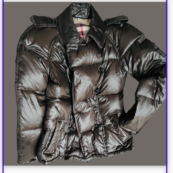 Burberry London Shiny Brown Down PufferJacket Size 2 - Picture 6 of 16